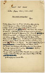 Manuscript title page of Meet the Monk, by Montague Summers, c. 1939