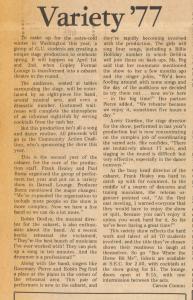 Review of Cabaret 1977 in The Hoya