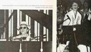 Photograph of two performers behind pianos