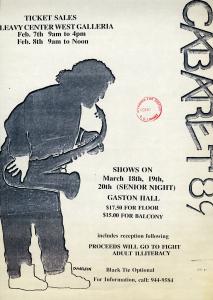Poster showing a black silhouette of a man playing the saxophone