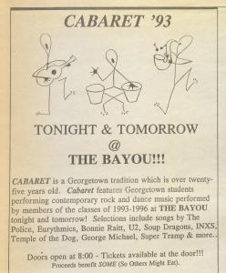 Ad showing three stick figures playing instruments