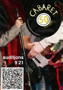 Poster with the words auditions 9.21