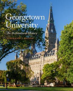 Color photograph of Georgetown University's hilltop campus and the Healy Building