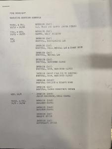 List of shooting locations and times.