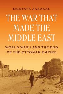 Book cover with orange background and a black and white photo of a man in middle eastern clothing walking down a deserted street