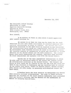 Typed Letter from Letter from Peter Krogh to Ambassador Ghorbal