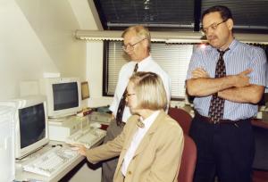 Faculty looking at computer screen