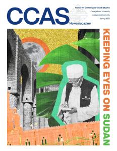Cover of Spring 2025 CCAS Newsmagazine Issue with Image of Man Writing
