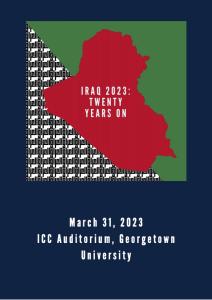 Cover of Program for Iraq 20 Years On featuring outline of Iraq