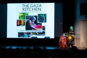 Laila El-Haddad speaking at the Smithsonian