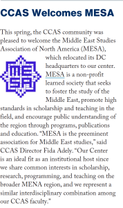 Announcement of MESA's relocation to CCAS
