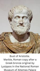 Bust of Aristotle. Marble, Roman copy after a Greek bronze original by Lysippos in The National Roman Museum of Altemps Palace
