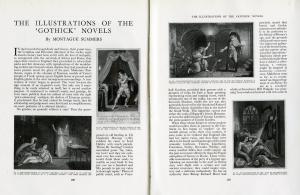 First two pages of "The Illustrations of the 'Gothic' Novels", by Summers, printed in Connoisseur magazine, 1936
