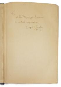 Joseph Shipley's inscription to Montague Summers in the Dictionary of World Literature, 1943