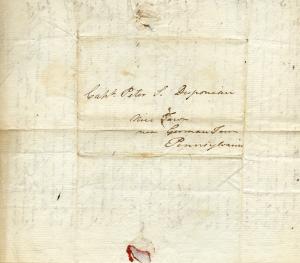 Back of Letter from Baron von Steuben to Peter Stephen Du Ponceau