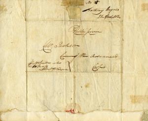 Back of Letter from Anthony Wayne to Col. Jackson