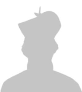 Gray silhouette of a man wearing a Jesuit biretta