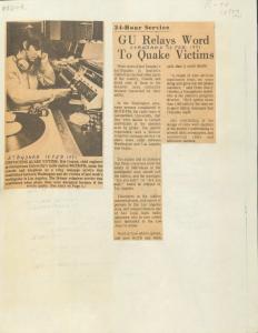 Clipping from February 1971 detailing a volunteer effort by Georgetown University's radio station, WGTB-FM.