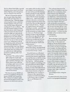 Page three of a Georgetown Magazine article with survivor stories from Paul Grespo, Michael Karch, Ralph Morales, Jack Ciak, and Serai D. Rakgoasi.