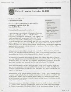 Print out of from the GU website of the text of the remarks.