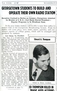 Newspaper article about the purpose and plans for a student radio station