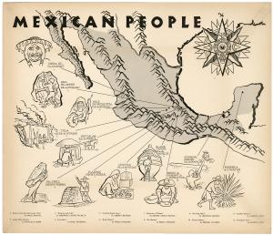 A 1946 lithograph titled "Map" from the portfolio Mexican People by Taller de Gráfica Popular.