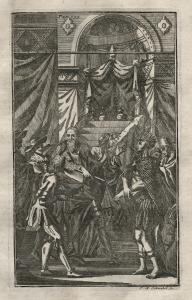 An illustration of Cortés and Moctezuma from the 1641 book Historia de la conquista de México.
