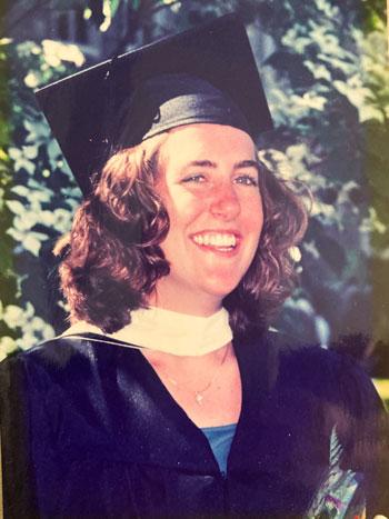 Ellen Gstalder in her Georgetown graduation cap and gown