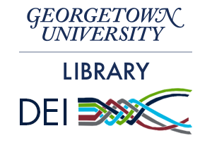 Georgetown University Library D. E. I. logo, showing a braid of 5 different colors