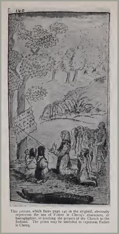 Drawing of priest teaching Mi'kmaq children