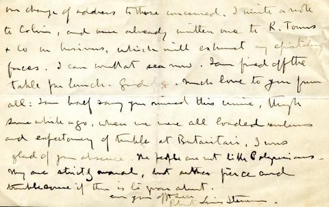 A scan of a letter from Robert Louis Stevenson with handwriting that is difficult to parse.