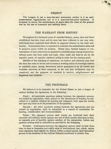Proposal for League to Enforce Peace