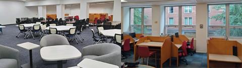 The Blommer Science Library, showing the Graduate Student lounge on the left and the Undergraduate computer lab o the right