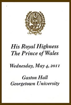 Ticket for Gaston Hall event, 2011