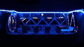 Laser Cut set of sci-fi scene, lit with blue leds