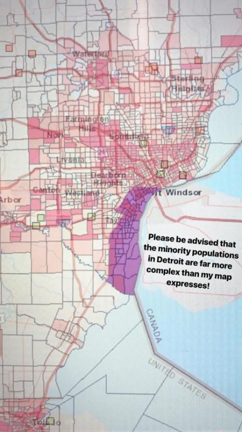 Minority populations in Detroit are far more complex than my map expresses!