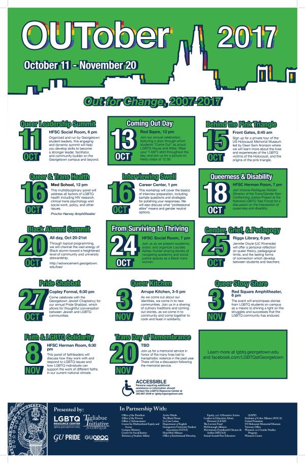 Poster of the 2017 OUTobert schedule of events