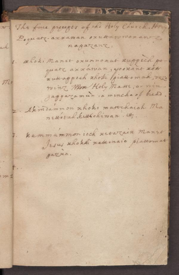 Prayers written in Piscataway language by Andrew White, S.J. p.5