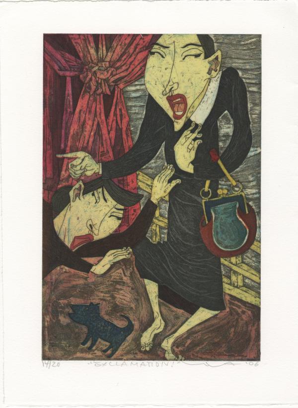 Two people yelling at each other. One of them is standing and the other is at their feet, reaching up.