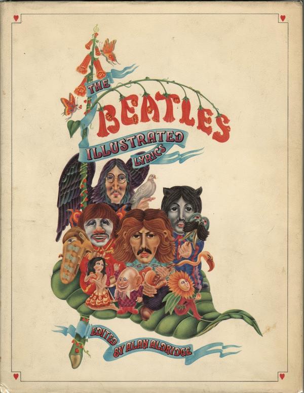 Book cover with of The Beatles band members' faces drawn as animals and sitting on a leaf.