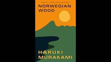 Book cover showing a mountainous area in green, a round sun and sky of gold, and water shape in black on the left.