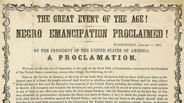 A copy of the Juneteenth proclamation, with the headline The Great Event of the Age! Negro Emancipation Proclaimed!