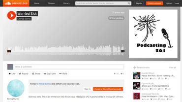 Screenshot of the Worried Sick Soundcloud audio page. 