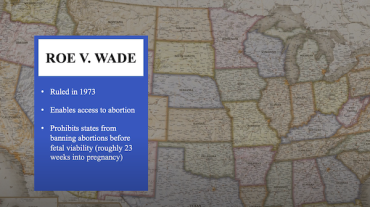 Image of Roe V. Wade information and map of U.S.