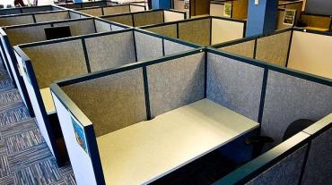 Photo of office cubicles. Asa Wilson, CC BY-SA 2.0 <https-//creativecommons.org/licenses/by-sa/2.0>, via Wikimedia Commons