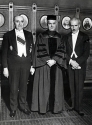 Paul Claudel, French Ambassador to the US (left), Georgetown President Coleman Nevils, S.J. (middle) and Arturo Toscanini (right) after the Founder’s Day celebration at Georgetown University on March 25, 1930