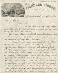 Handwritten letter from William P. Bryan to Georgetown President John Early, S.J., page 1