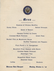 Printed menu 1916