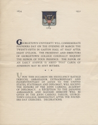 Printed invitation for Founders Day, 1931