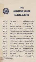 Printed baseball schedule 1942